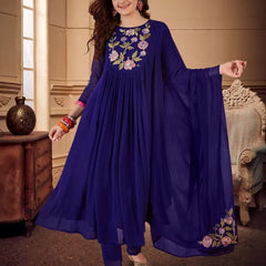 Women's Silk Blend Kurta Pant Set With Silk Blend Dupatta