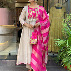 Premium Silk Blend Ethnic Suit Set with Jacquard Dupatta
