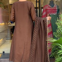 Silk Blend Kurta Set With Chanderi Dupatta