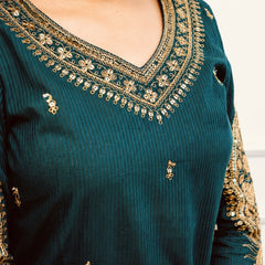Silk Blend Kurta Set With Kota Doria Dupatta