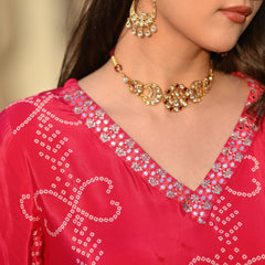 Women's Soft Chinnon Silk Position Printed Kurti with Pant & Nazmeen Dupatta Set