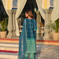 Women's Soft Chinnon Silk Position Printed Kurti with Pant & Nazmeen Dupatta Set