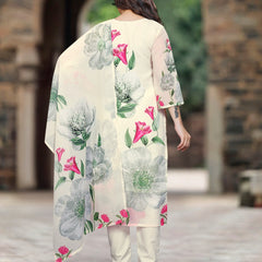 Women's Georgette Printed & Embroidered Kurta with Roman Silk Pant & Printed Dupatta Set