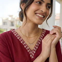 Women’s Maroon Roman Silk Embroidered Fancy Top