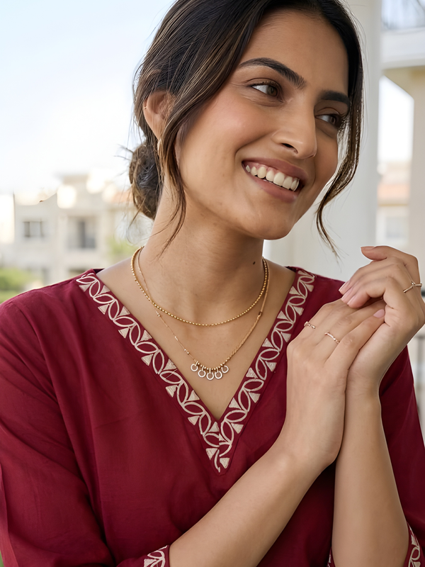 Women’s Maroon Roman Silk Embroidered Fancy Top