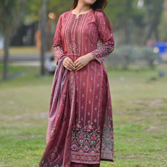 Women’s Heavy Cotton Printed Kurta Set With Stitched Bottom & Dupatta