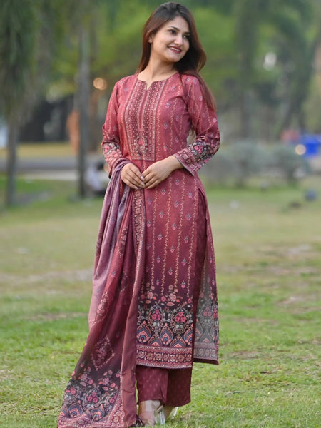 Women’s Heavy Cotton Printed Kurta Set With Stitched Bottom & Dupatta